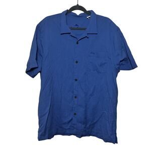 Tommy‎ Bahama Shirt Mens XL Blue IslandZone Silk Blend Camp Button Up Pocket